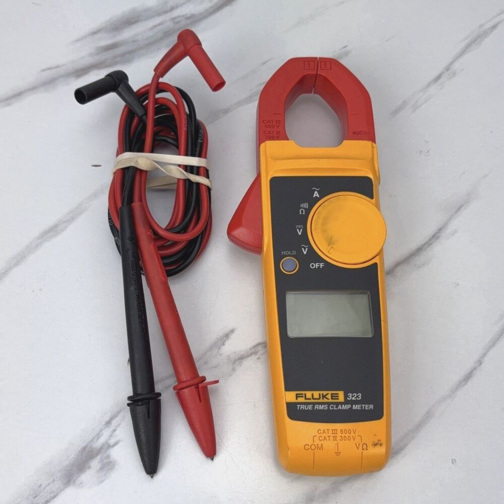 Fluke 323 True RMS Clamp Meter w/Fluke Leads - TESTED / WORKS - READ